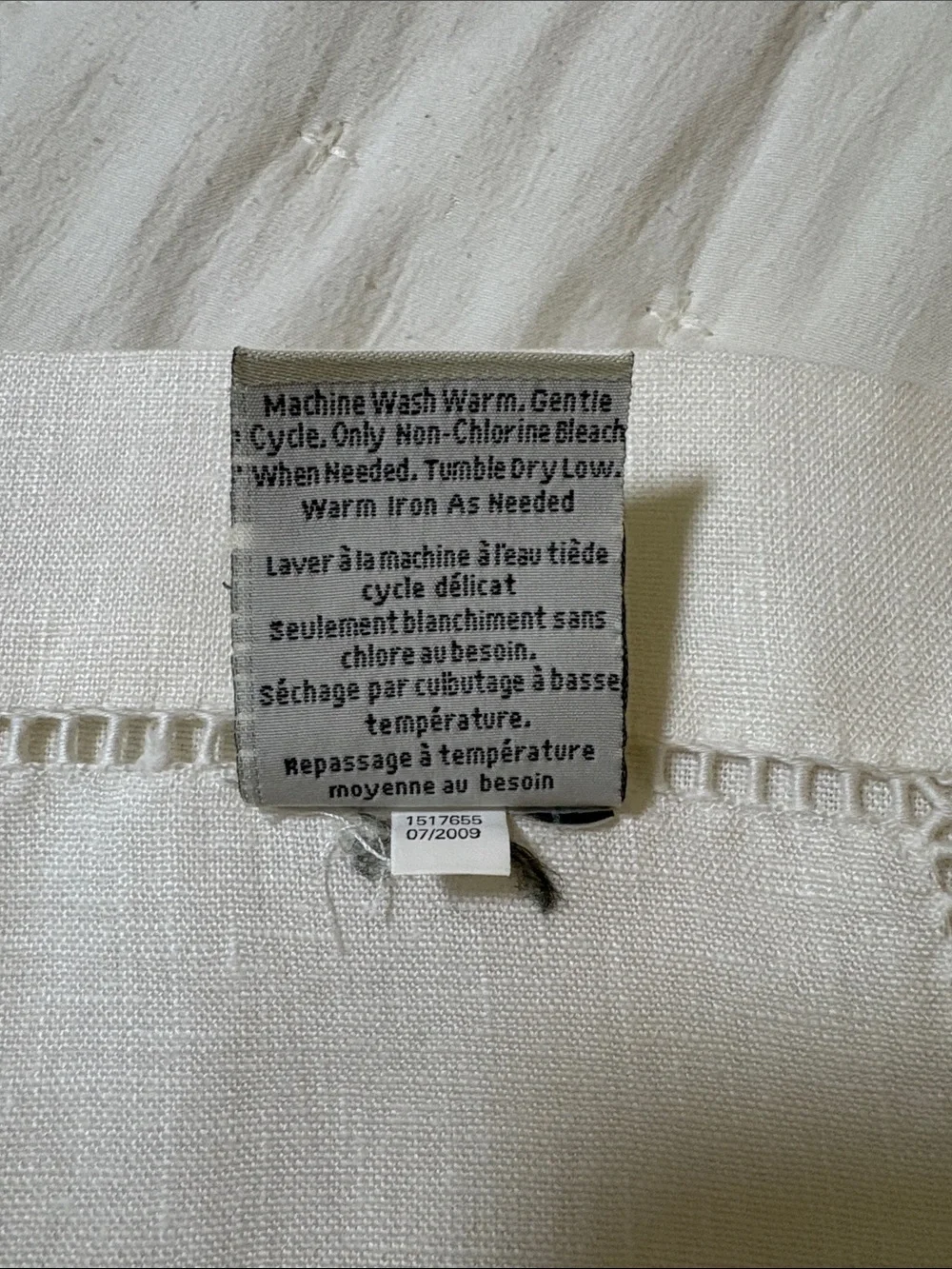 Pottery Barn Belgian Linen Table Runner in Classic Ivory - 16” X 108”